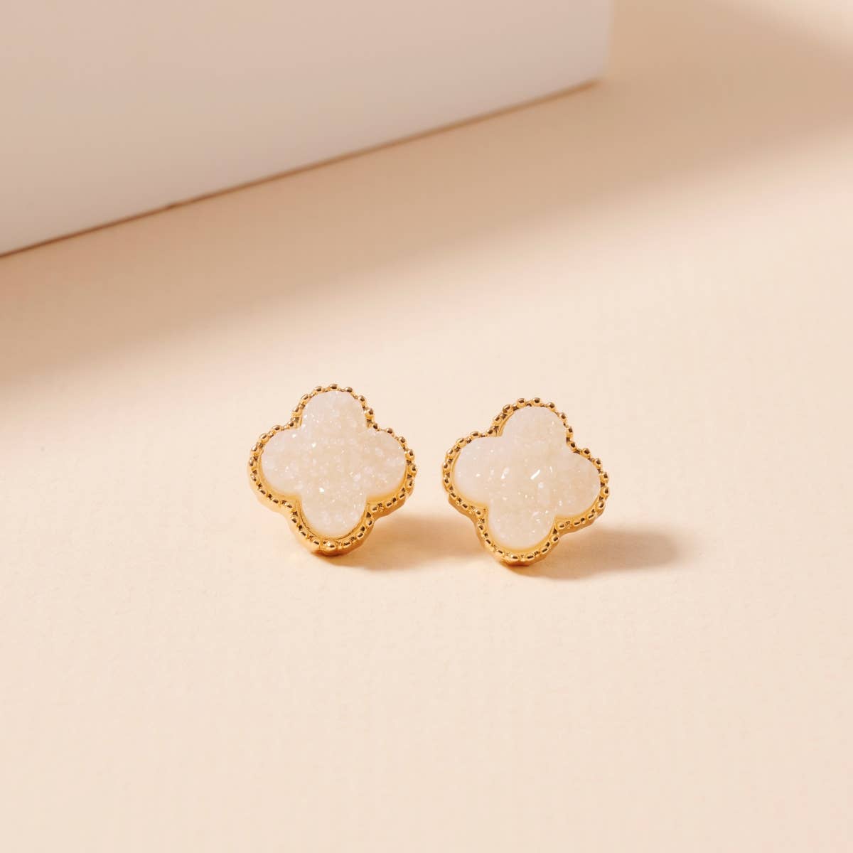 Flower Stud Earrings: White