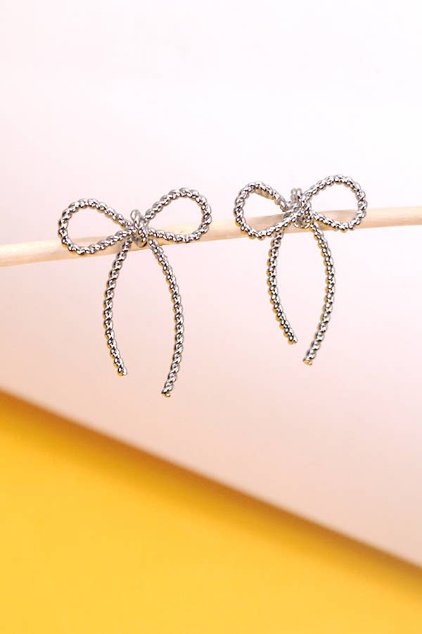 Rope Bow Design Stud Earrings: GOLD