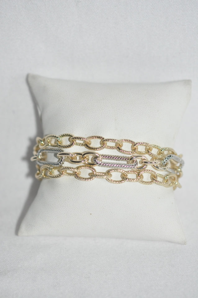 3 Layered Chain Gold/Silver Bracelet