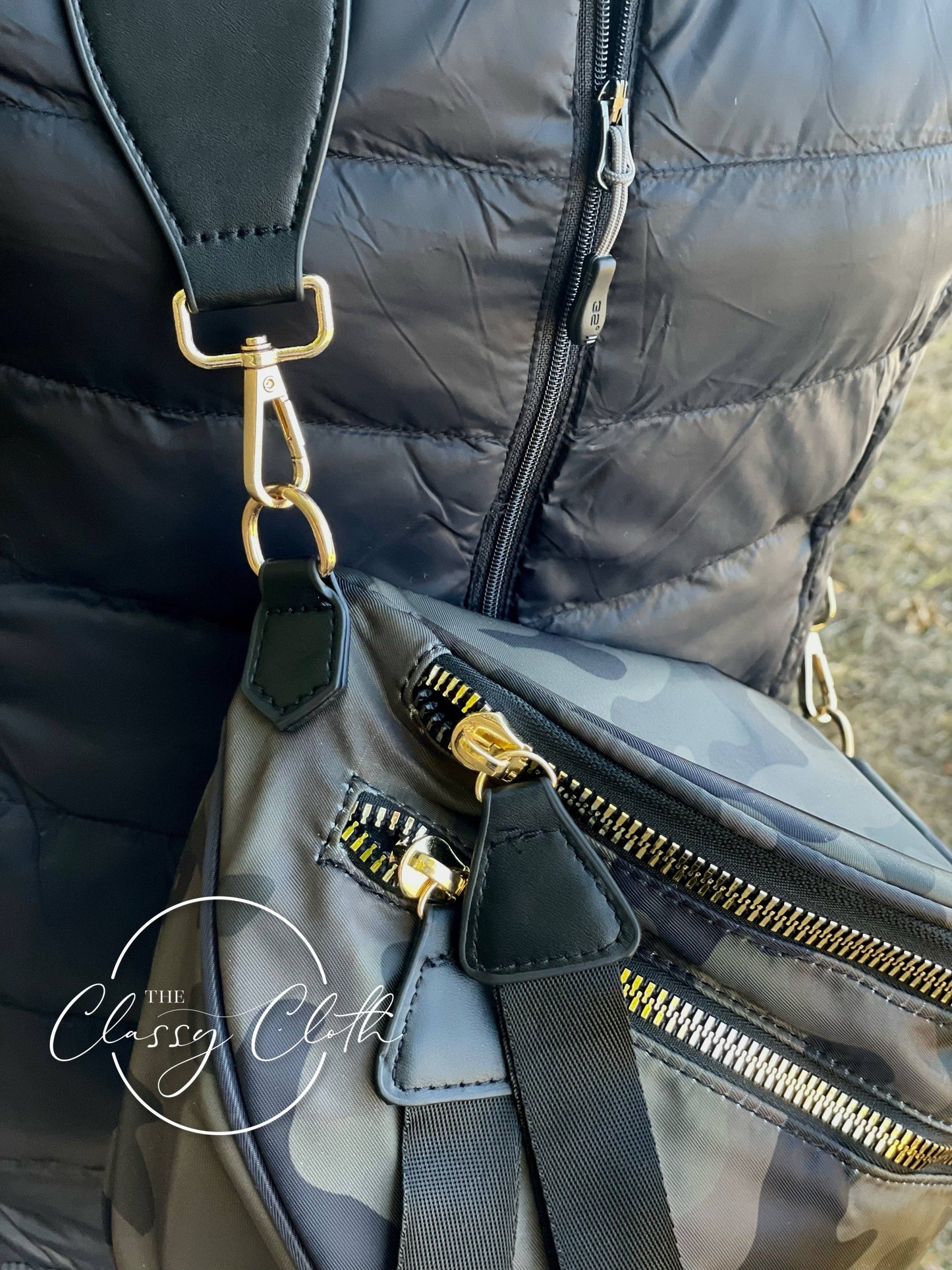 Fanny Pack Shoulder Sling Bag - Black Camo
