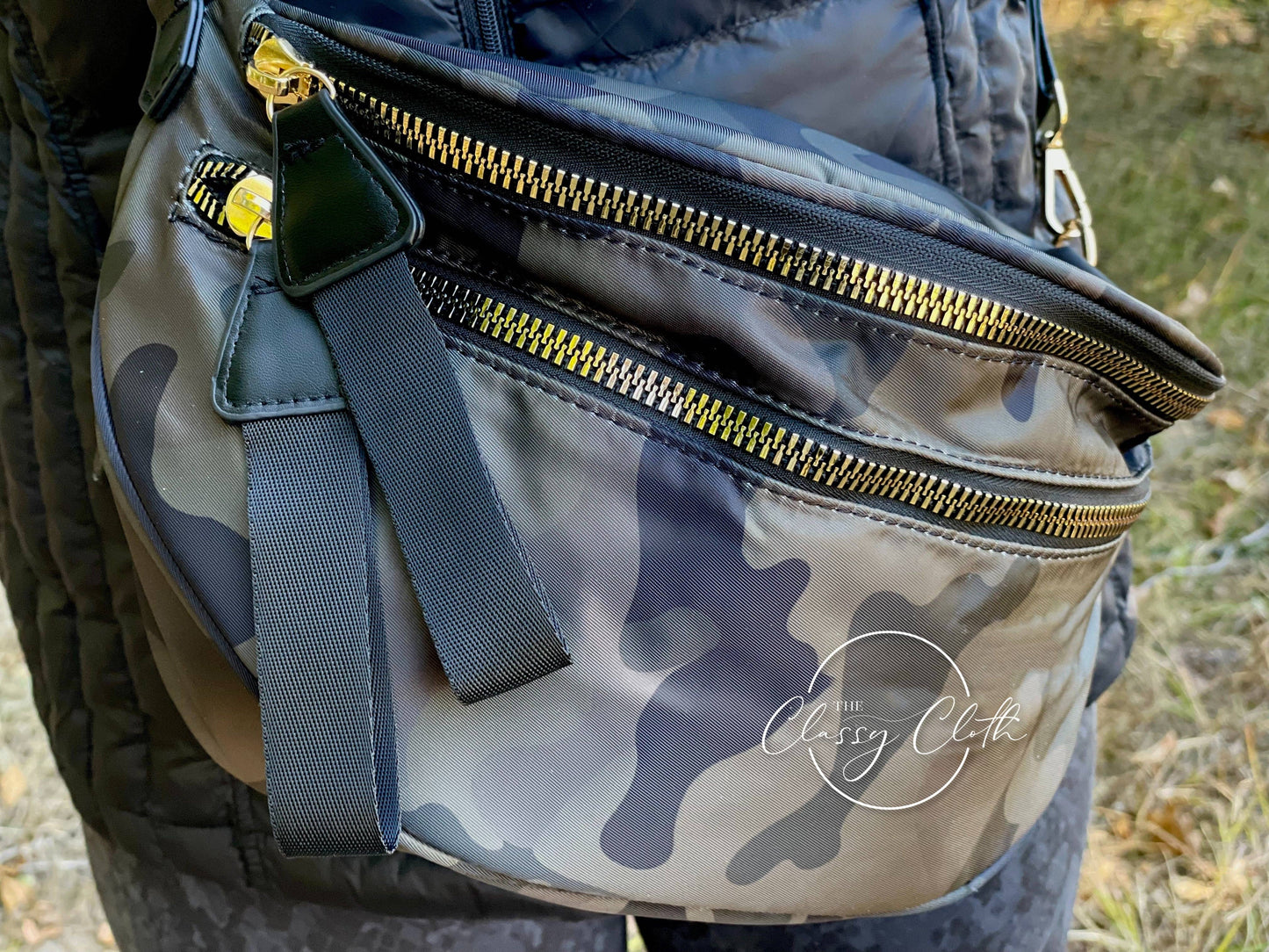 Fanny Pack Shoulder Sling Bag - Black Camo