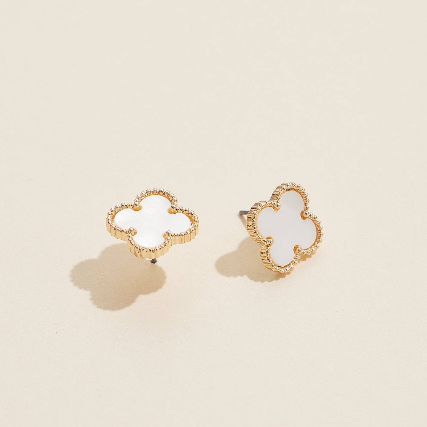 Enamel Quatrefoil Stud Earrings: Fushia