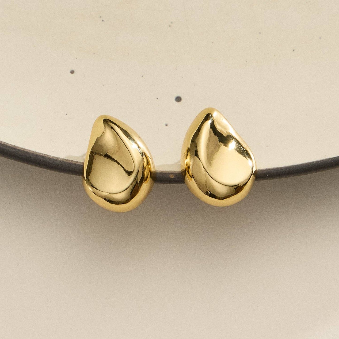 18K Gold-Dipped Organic Sculptural Teardrop Studs: Silver