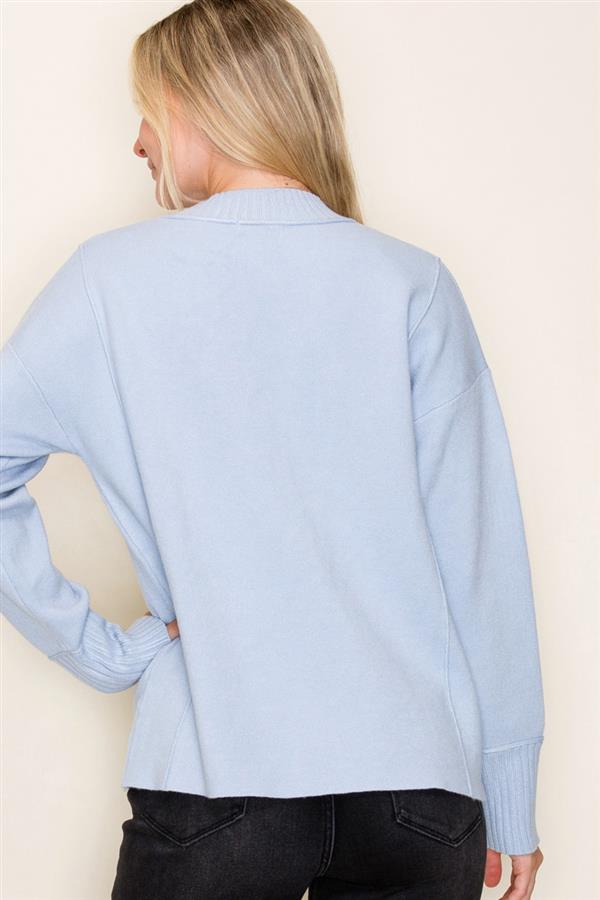 Mock Neck Sweater - Light Blue