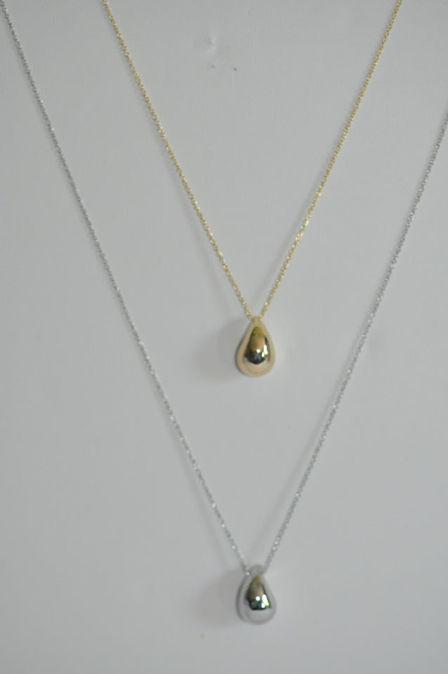 Silver Drop Pendant Necklace