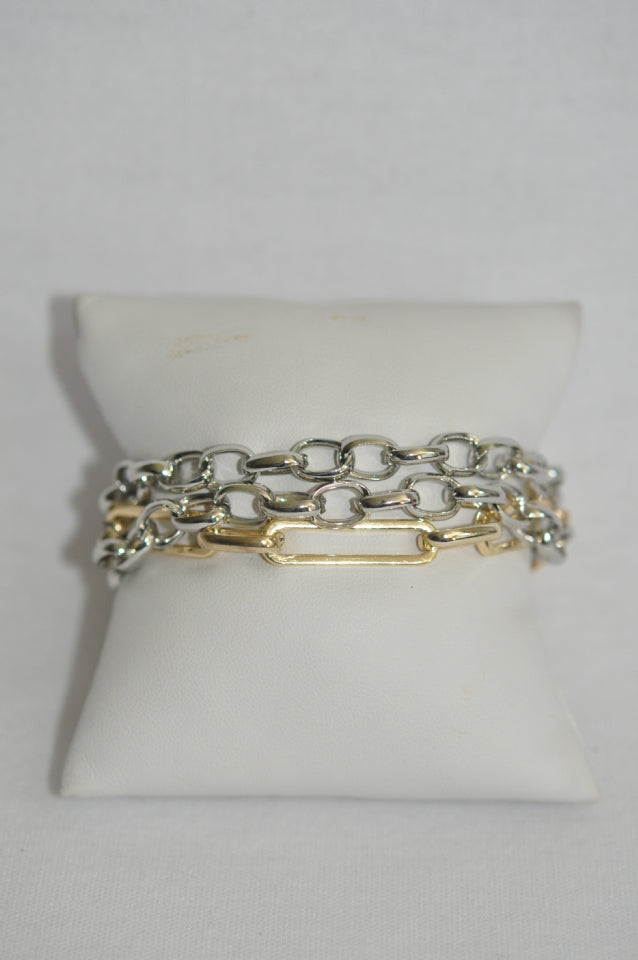 Two Tone 3 chain Bracelet