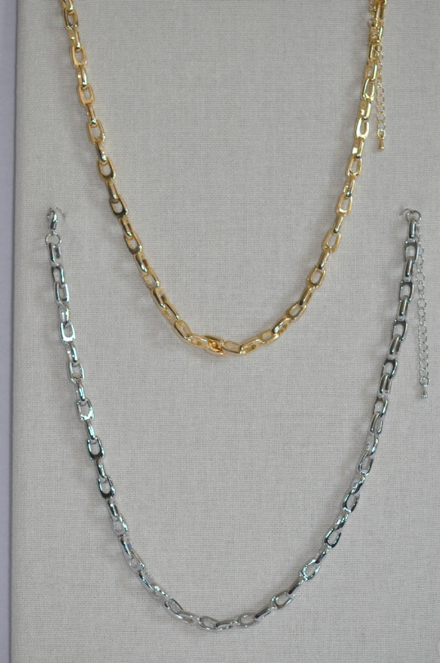 Silver Stiff Link Necklace