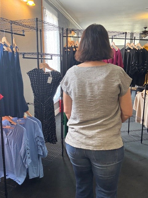 Grey Boat Neck Top