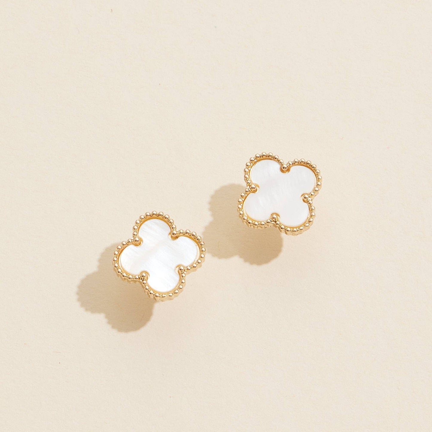 Enamel Quatrefoil Stud Earrings: Fushia