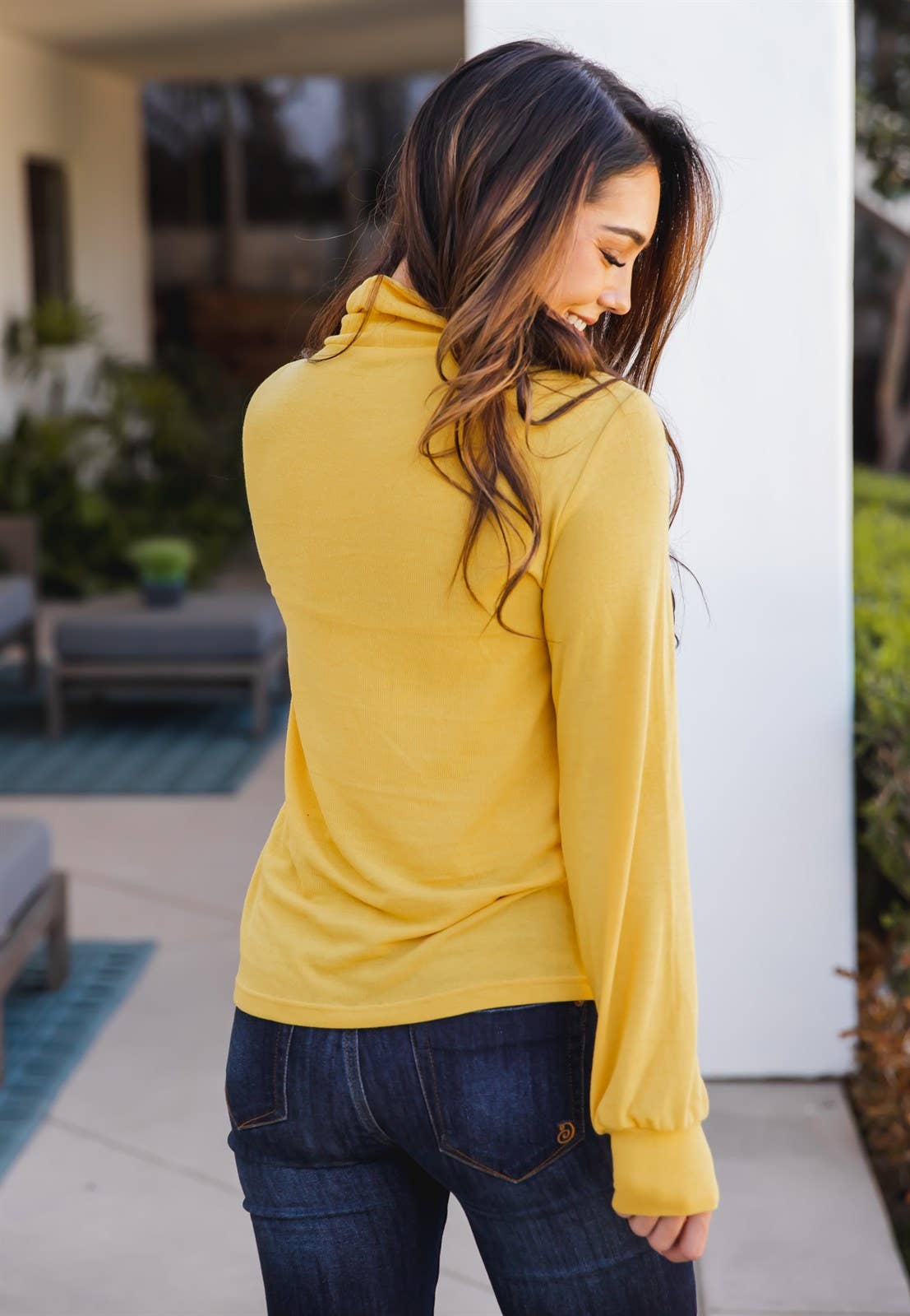 Cowl Neck Asher Top: Yellow
