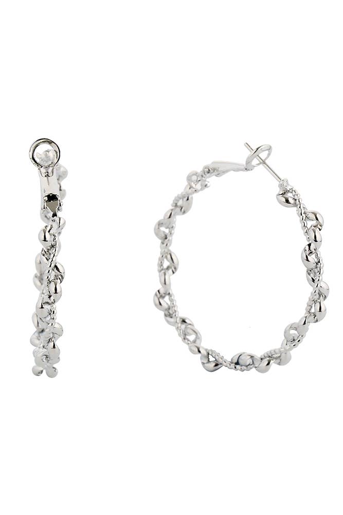 14K Gold/White Gold Dipped Omega Closure Hoop: White Gold