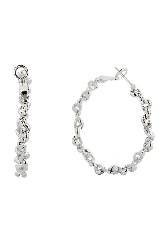 14K Gold/White Gold Dipped Omega Closure Hoop: White Gold