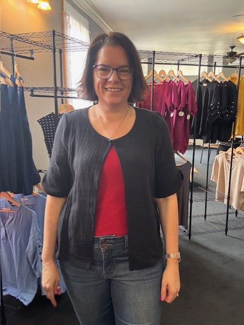 Black One Button Cardigan