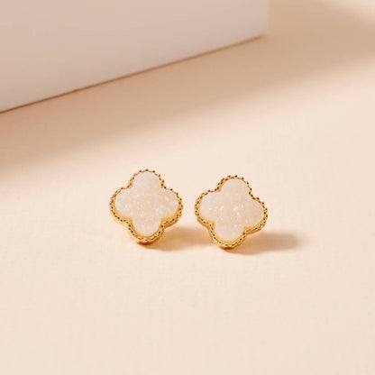Flower Stud Earrings: White