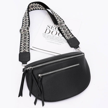 Faux Leather Crossbody Bag Belt: Black