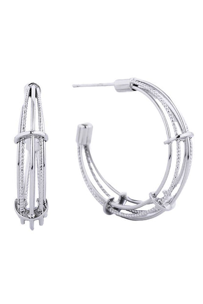 14K Dipped Post Hoop: White Gold
