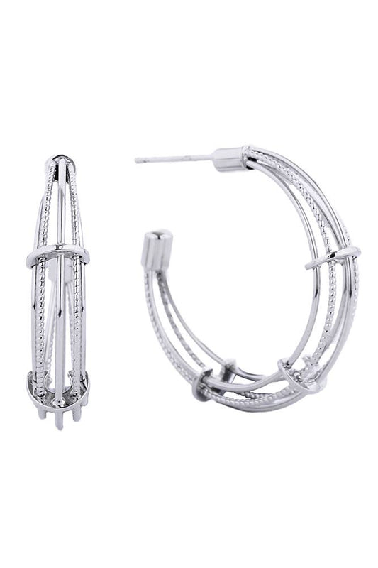 14K Dipped Post Hoop: White Gold