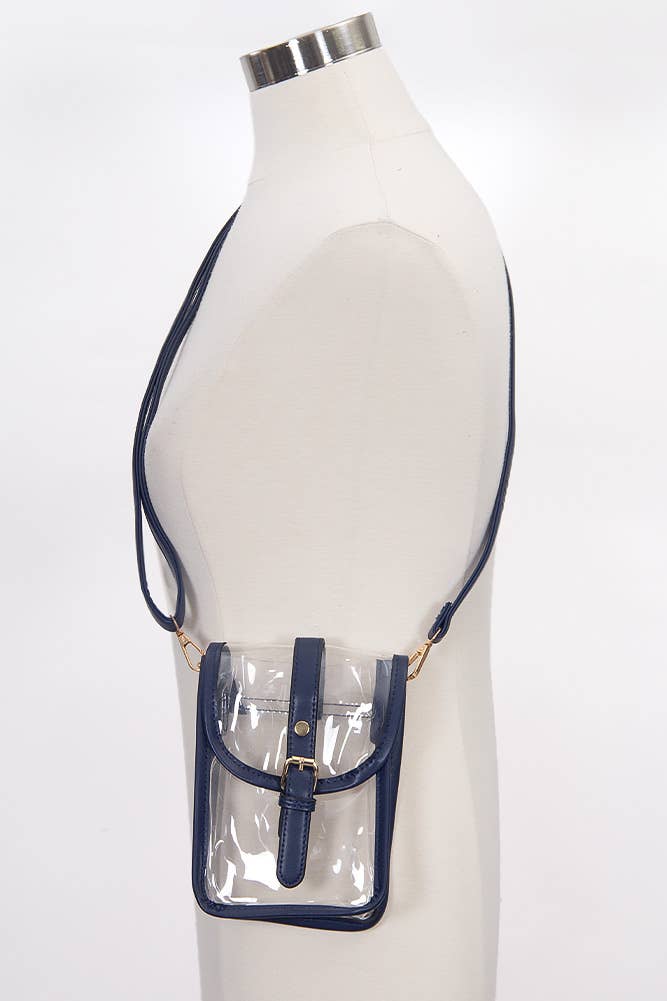 Clear Cross Body Stadium Concert Transparent Handbag: Black