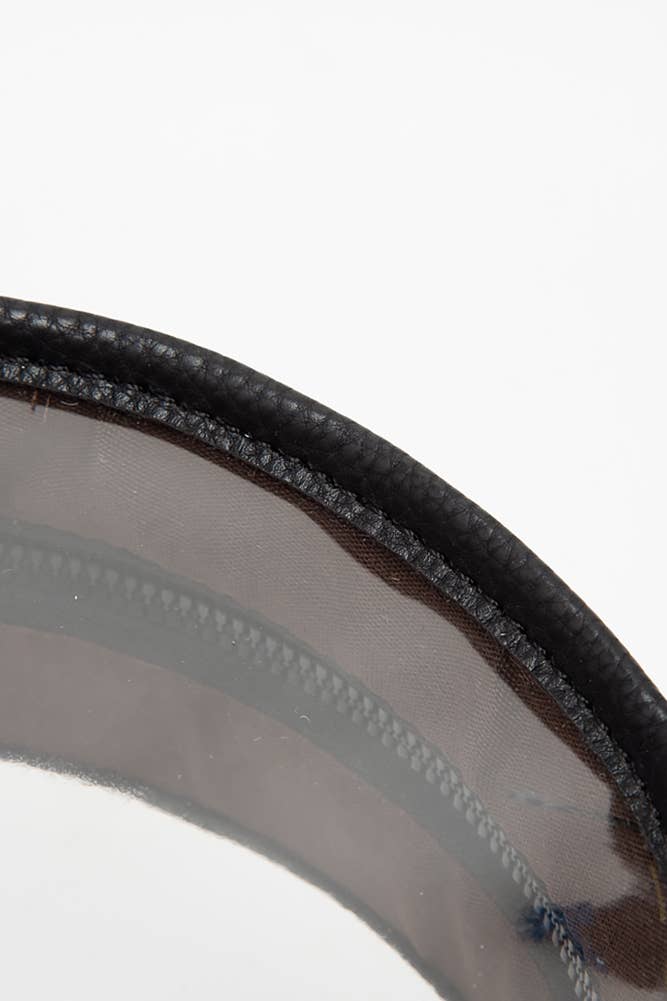 Solid Color Trim Clear Round Crossbody Bag: Black