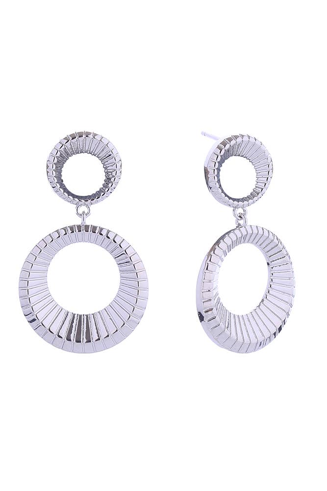 14K Double Loop Post Earrings: White Gold