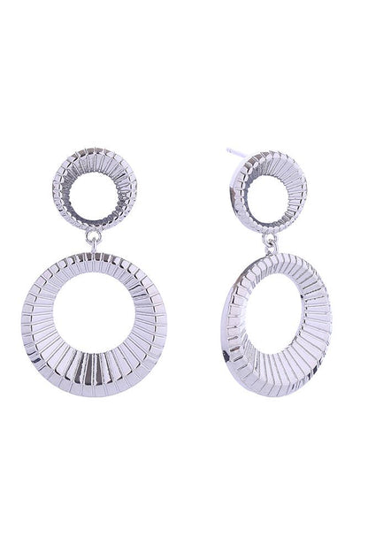 14K Double Loop Post Earrings: White Gold