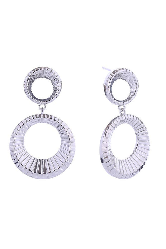 14K Double Loop Post Earrings: White Gold