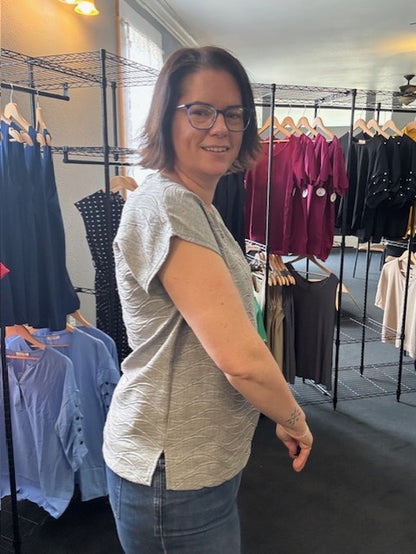 Grey Boat Neck Top