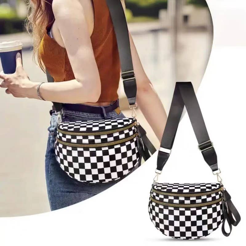 Crossbody Zipper Removal Strap Sling Bum Bag: Black