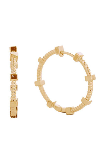 14K Spin Wheel Huggie Earrings: Gold