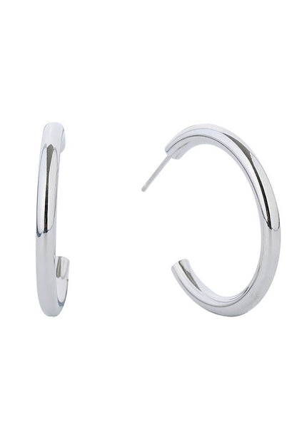 14K Metal Post Hoop: White Gold / 3cm