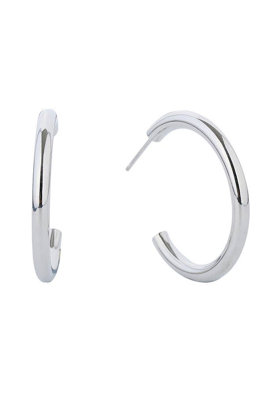 14K Metal Post Hoop: White Gold / 3cm