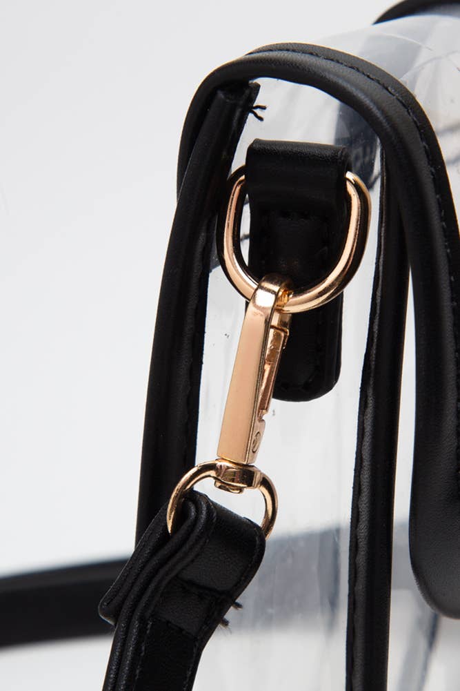 Clear Cross Body Stadium Concert Transparent Handbag: Black