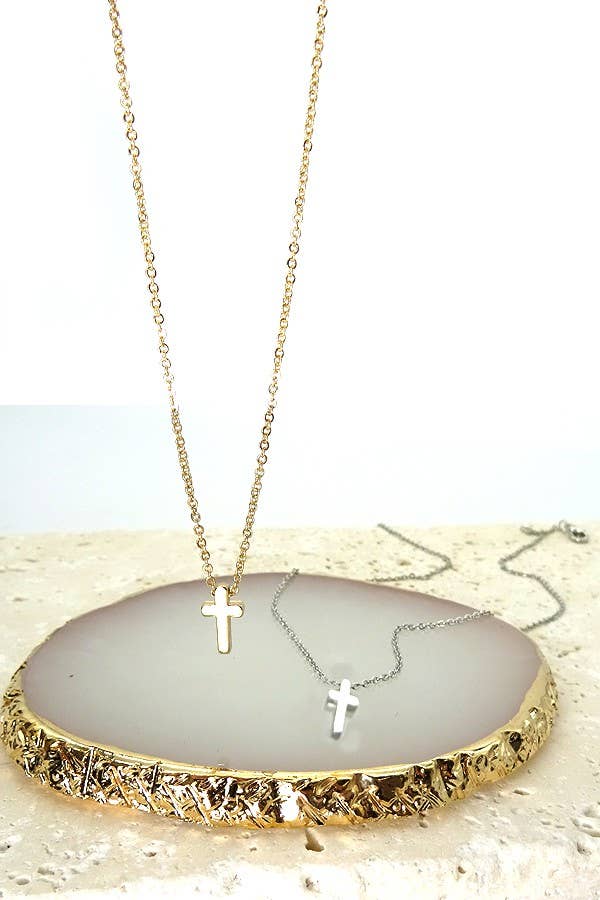 Classic Mini Cross Necklace: GOLD