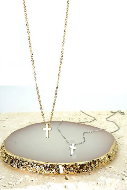 Classic Mini Cross Necklace: GOLD