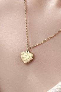 18K Stainless Steel Tarnish Free Checker Necklace: Silver