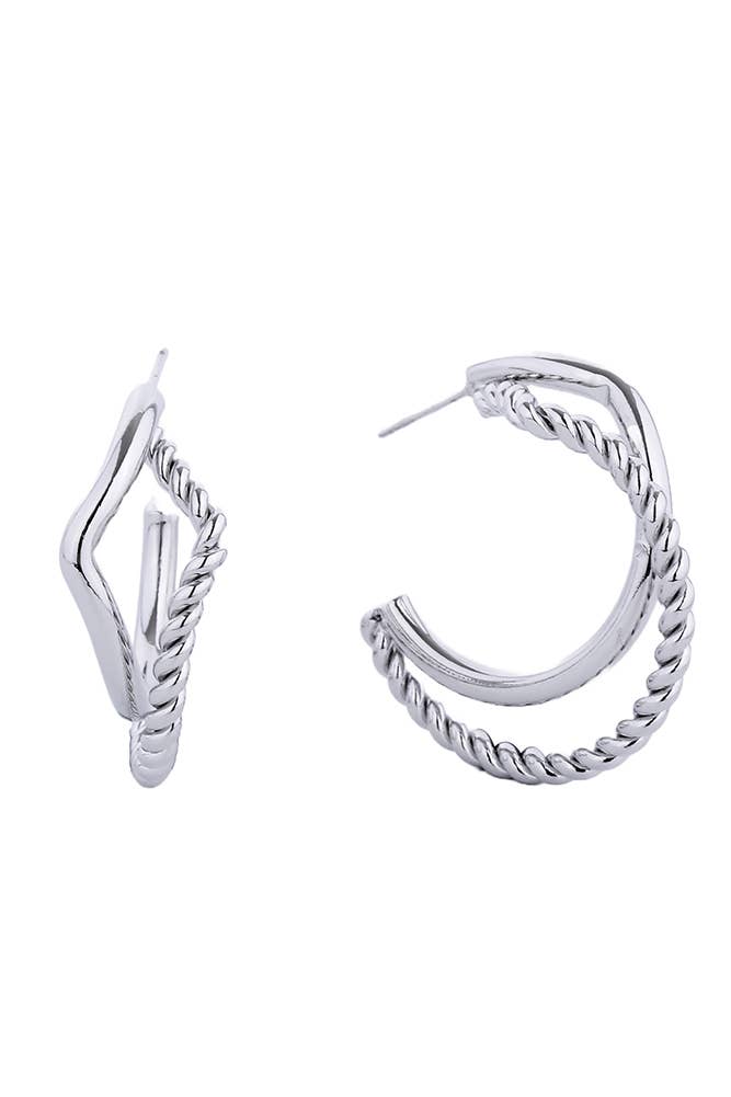 14K Gold/White Gold Dipped Post Hoop: White Gold