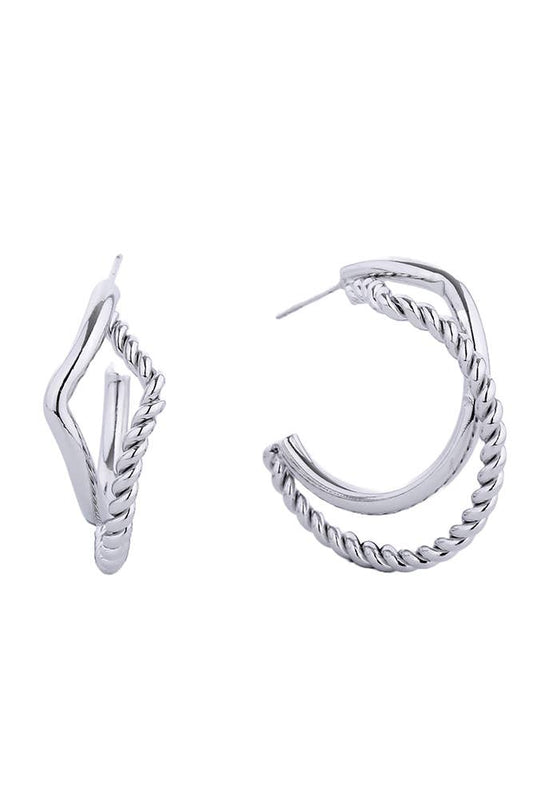 14K Gold/White Gold Dipped Post Hoop: White Gold