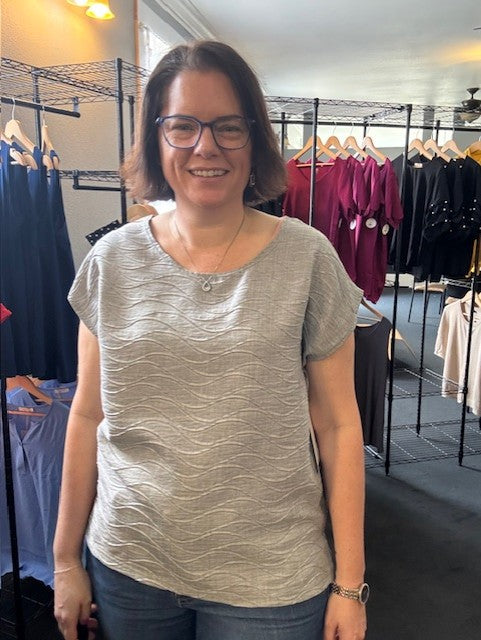 Grey Boat Neck Top