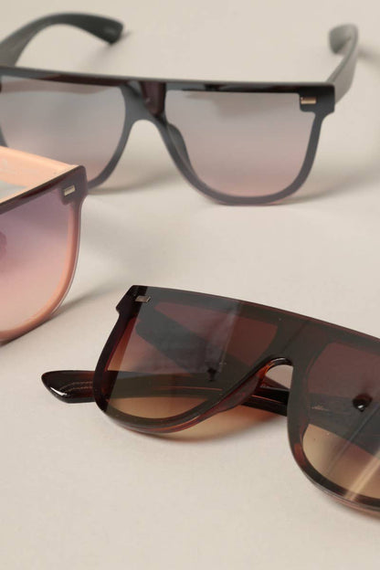 Women's Flat Top Shield Round Sunglasses