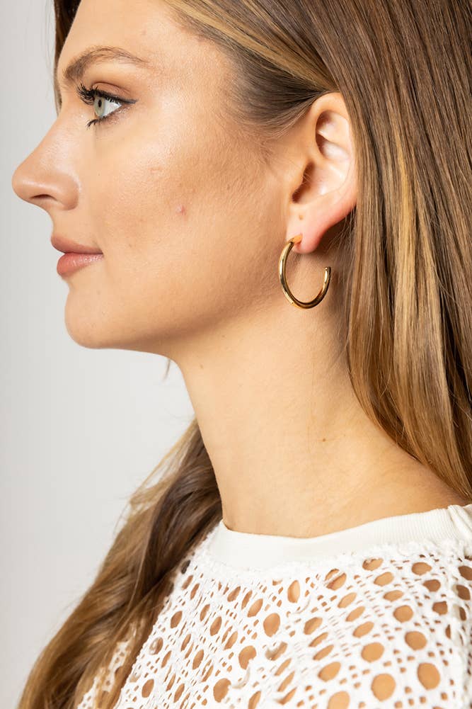 14K Metal Post Hoop: Gold / 3cm