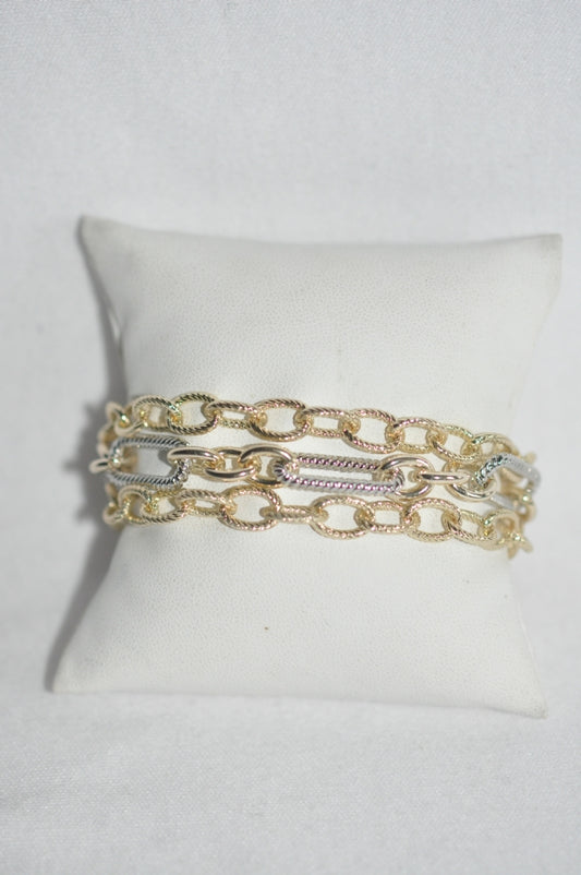 3 Layered Chain Gold/Silver Bracelet