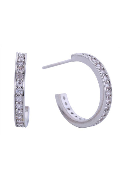 14K Daily CZ Pave Hoop Post Earring: White Gold / 2.6 cm