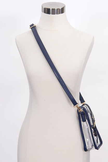 Clear Cross Body Stadium Concert Transparent Handbag: Black