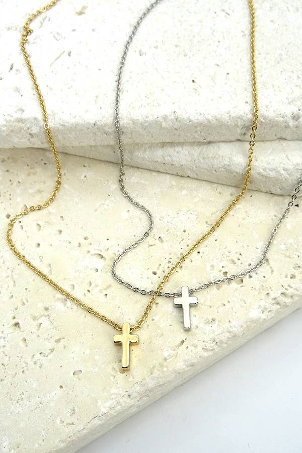 Classic Mini Cross Necklace: GOLD
