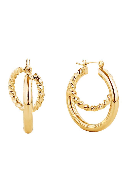 14K Gold/White Gold Dipped Pin Catch Hoop: Gold