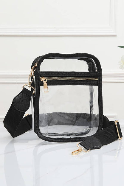 Clear PU Cross Body Mini Bag: Black