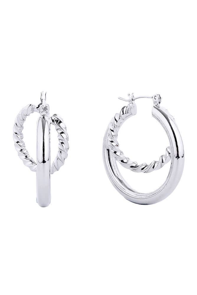 14K Gold/White Gold Dipped Pin Catch Hoop: White Gold
