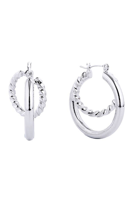 14K Gold/White Gold Dipped Pin Catch Hoop: White Gold