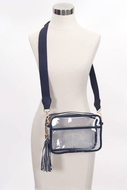 Clear PU Cross Body Camera Bag: Black