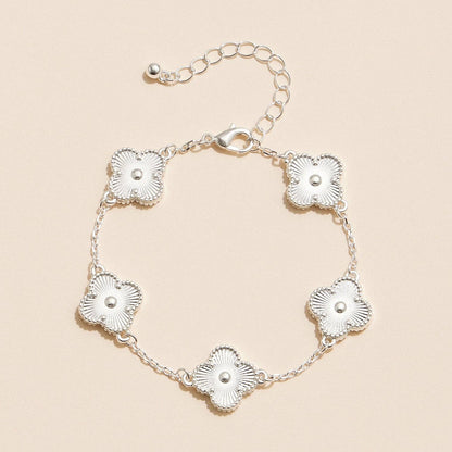 Colorful Shell Charm Bracelet with Gold Detailing: White Gold